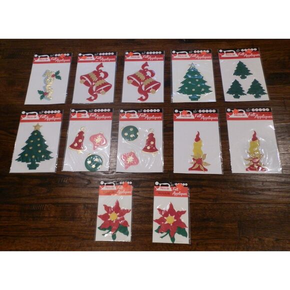 Vintage Walco Press-On Christmas Felt Appliques Lot of 12 NEW - Picture 1 of 3